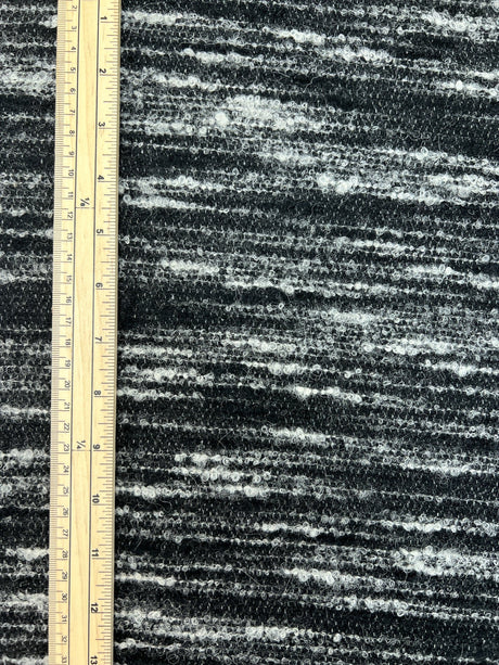 Wool Bouclé Striped Gray Black
