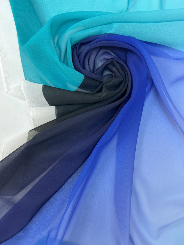 Polyester Chiffon Crepe Printed Fabric Purple Green