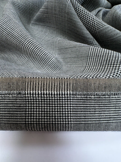 Wool Tweed Checked Black White