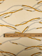 Printed Yellow Beige Polyester Twill