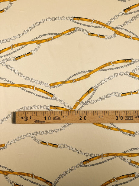 Printed Yellow Beige Polyester Twill