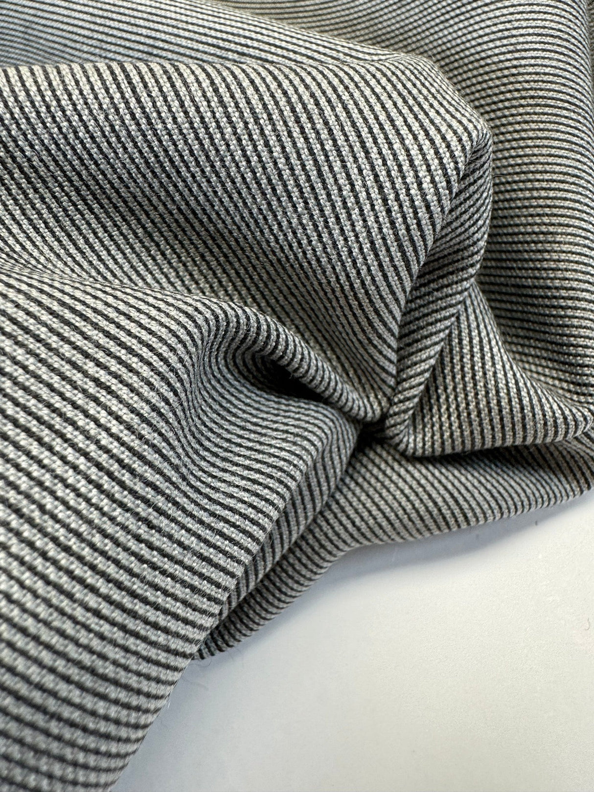 Wool Polyamide Tweed Gray Black Striped
