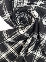 Wool Blend Bouclé Checked Black White