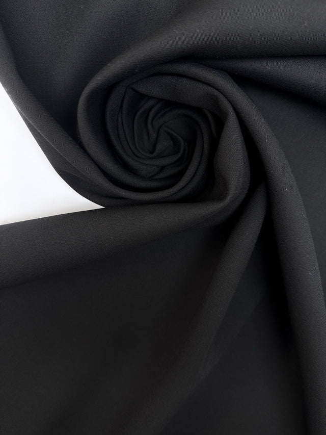 Black Polyamide Cotton Elastane Double Weave