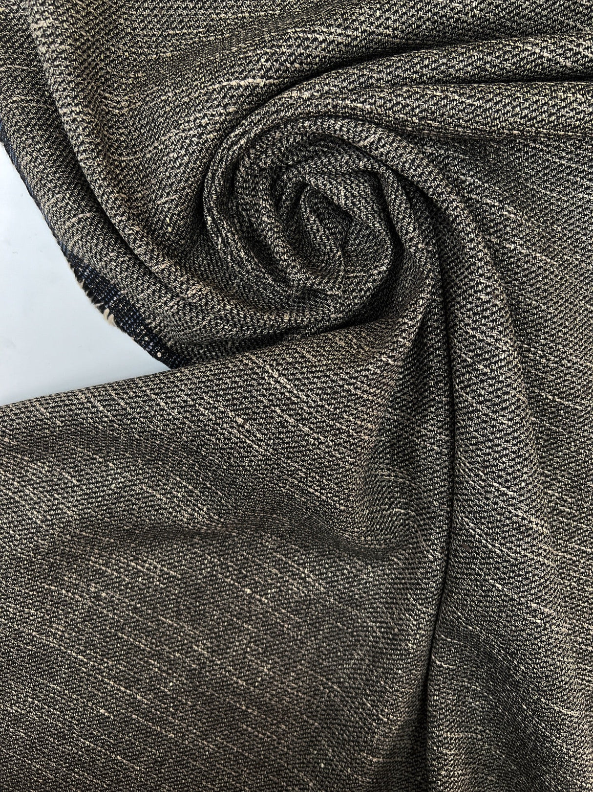 Wool Cotton Tweed Melange Beige-Black