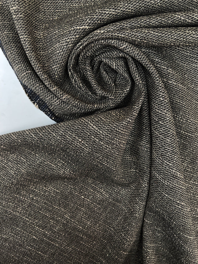 Wool Cotton Tweed Melange Beige-Black