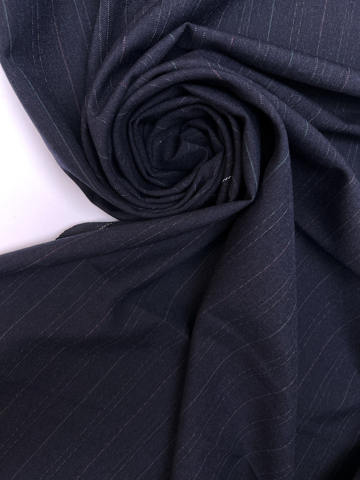 Wool Blend Woven Striped Blue Suiting
