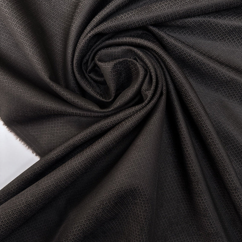 Wool Silk Jacquard Fabric Gray Black