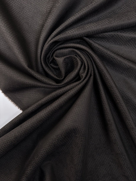 Wool Silk Jacquard Fabric Gray Black