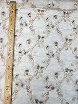 Polyester Organza Lurex Embroidered Golden Pink