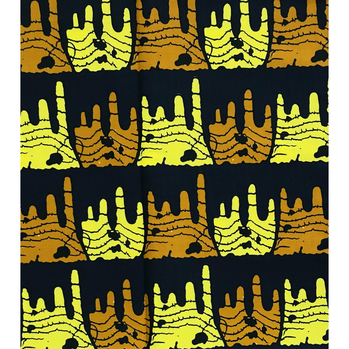 Njoya’s Might 100% Cotton Fabric - Brown, Yellow, Black Double-Sided Print, 46" Width (Per Yard)