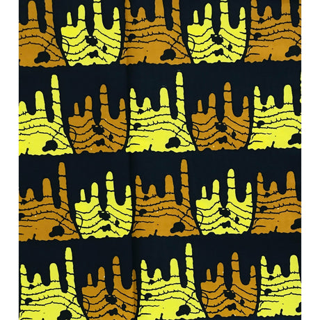 Njoya’s Might 100% Cotton Fabric - Brown, Yellow, Black Double-Sided Print, 46" Width (Per Yard)