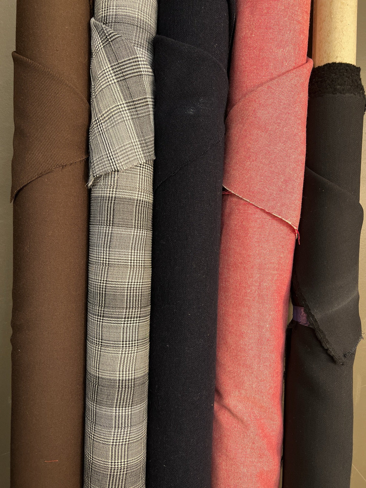 Wool Blend Twill Checked Brown Blue