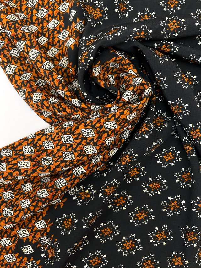 Printed Polyester Twill Brown Black