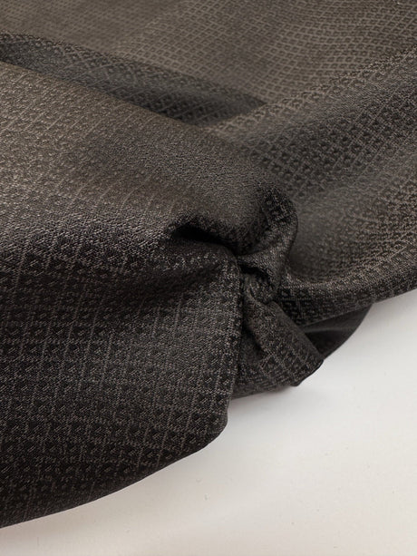 Wool Silk Jacquard Fabric Gray Black