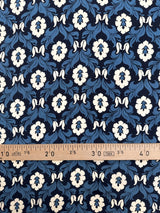 Silk Printed Crepe Blue Floral