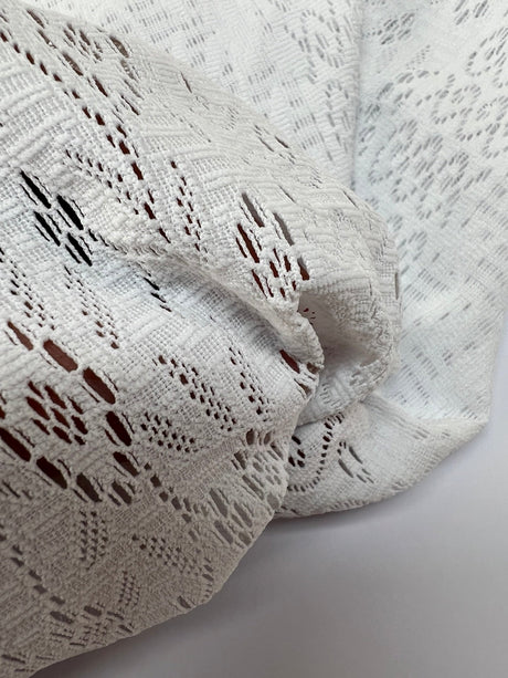 Polyamide Elastane Knitted White Floral Panel Print