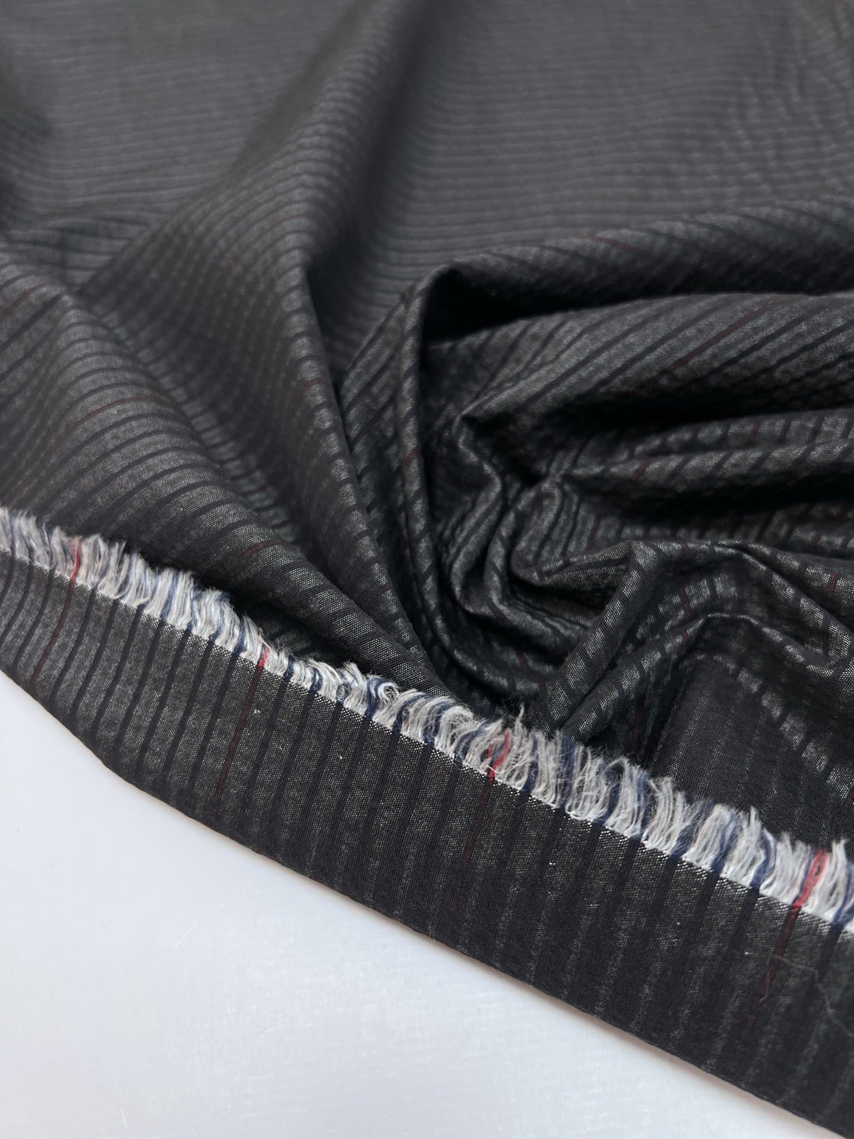 Cotton Striped Red Gray Fabric