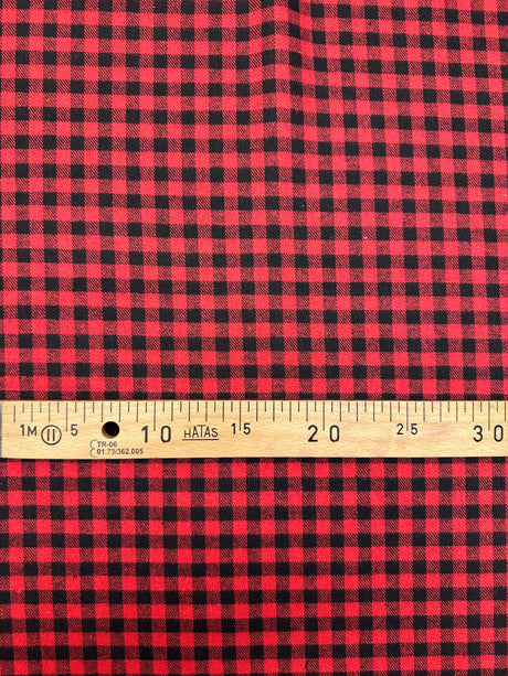 Cotton Flannel Checked Red Black