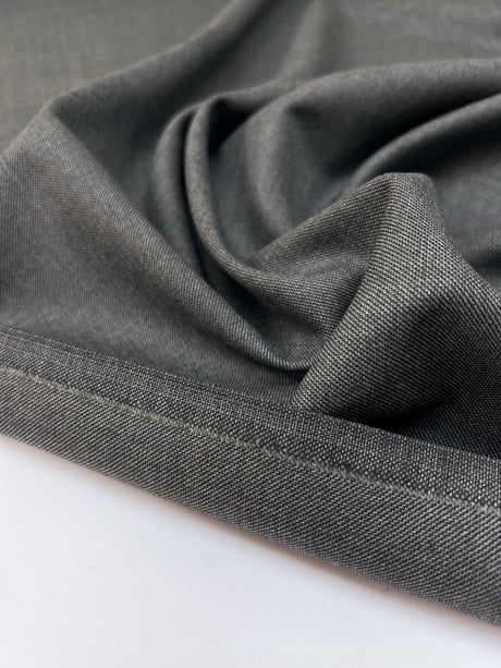 Wool Twill Gray Striped Suiting Fabric