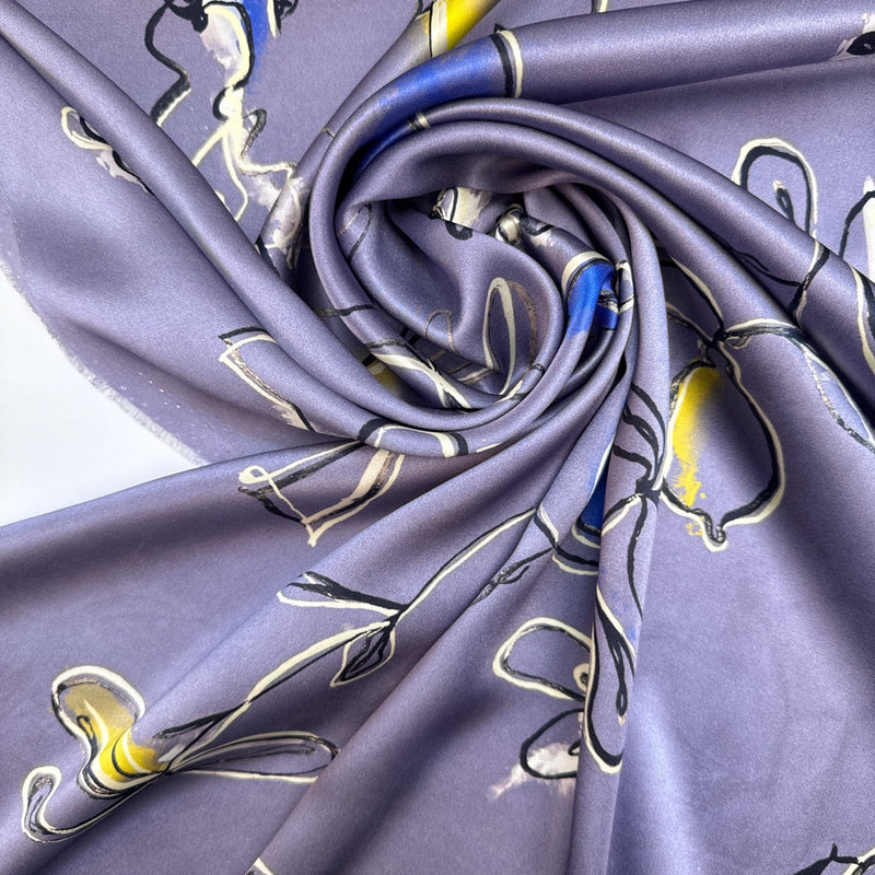 Silk Sateen Printed Purple