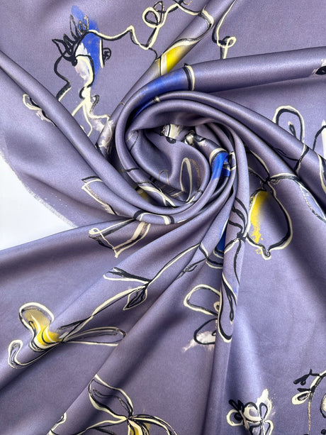 Silk Sateen Printed Purple