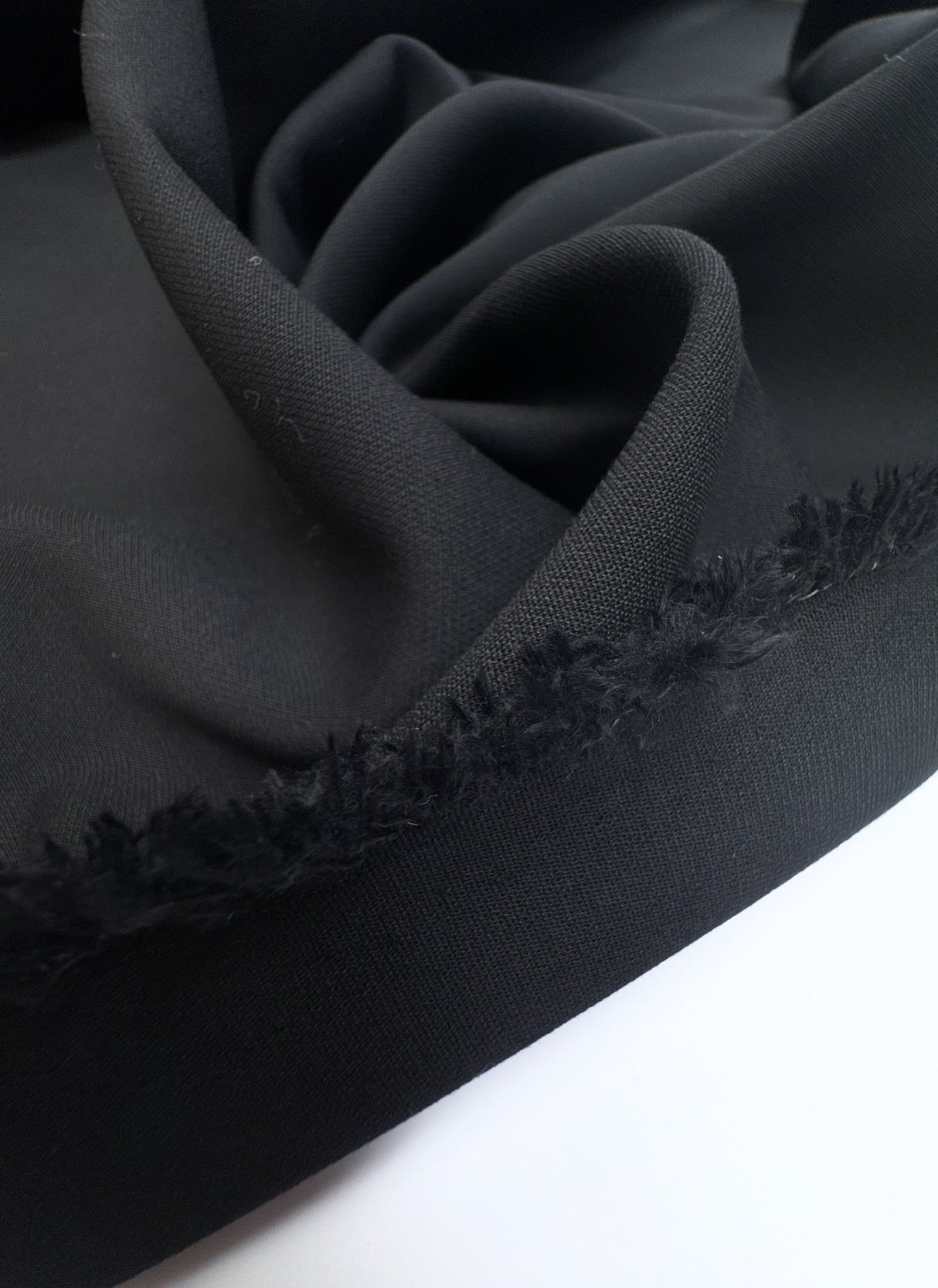 Black Polyamide Cotton Elastane Double Weave