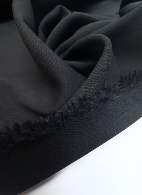 Black Polyamide Cotton Elastane Double Weave