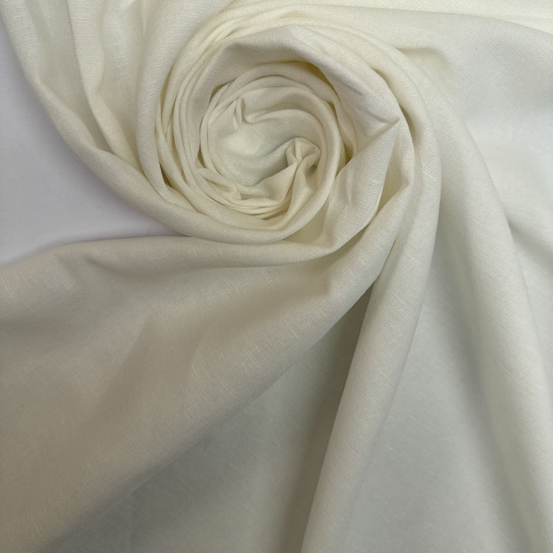 Linen Viscose Plain Weave White Shirt Fabric
