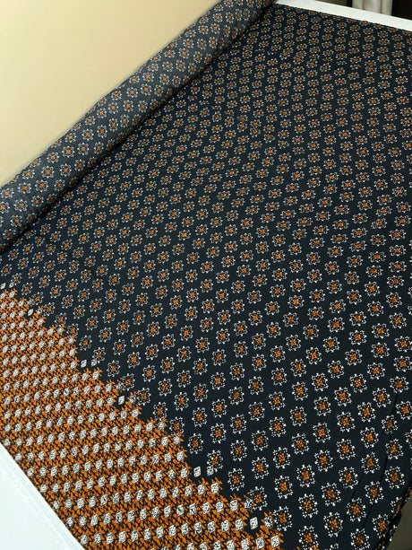 Printed Polyester Twill Brown Black