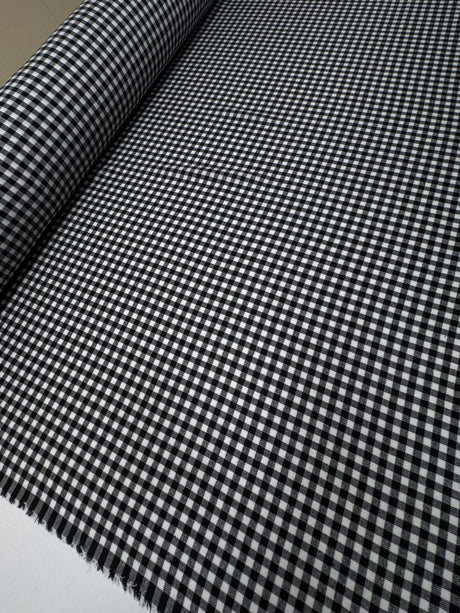 Cotton Flannel Checked Black White