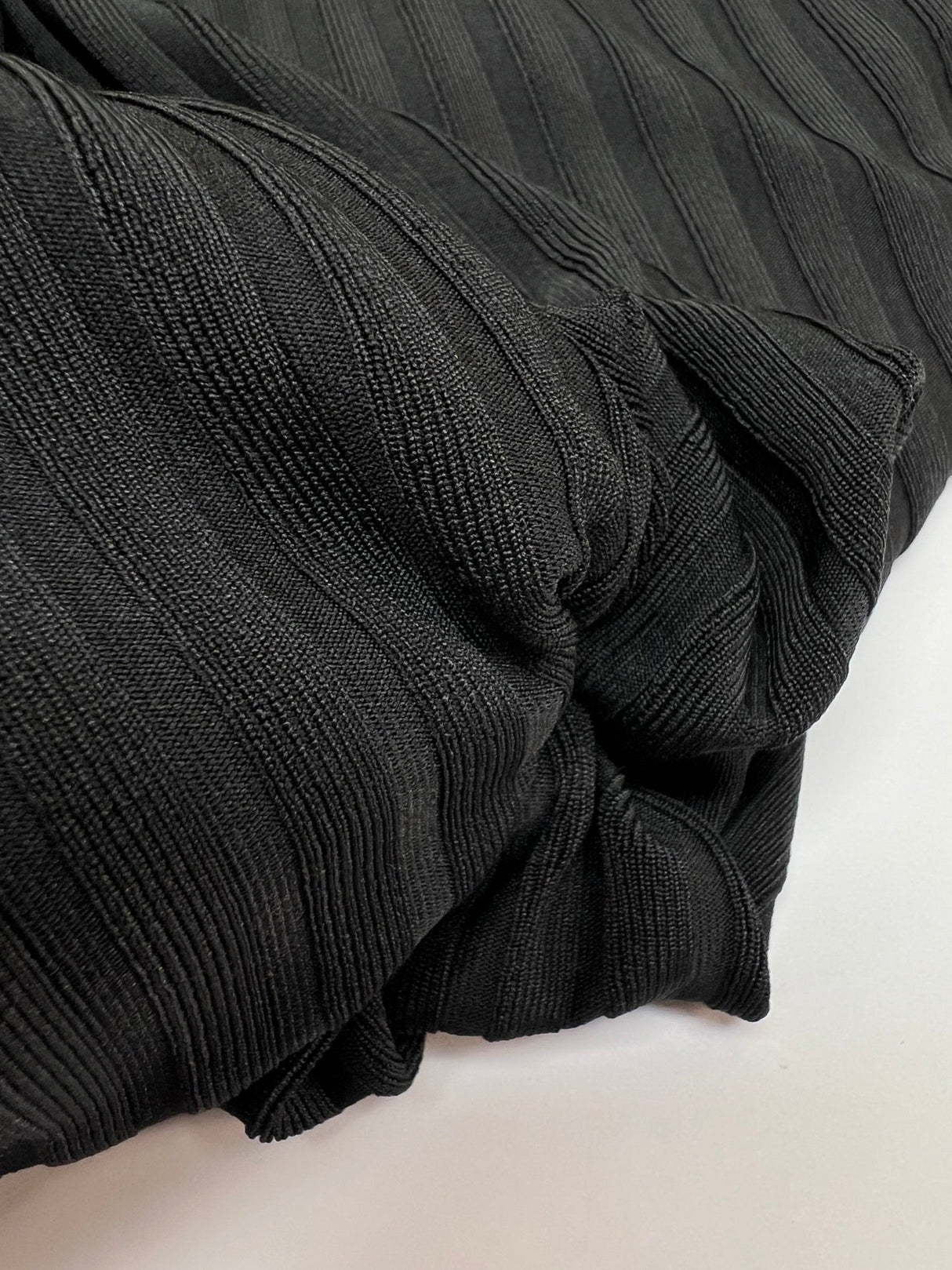 Black Polyamide Elastane Ribbed Knit