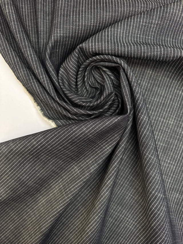 Cotton Denim Striped Blue Stretch