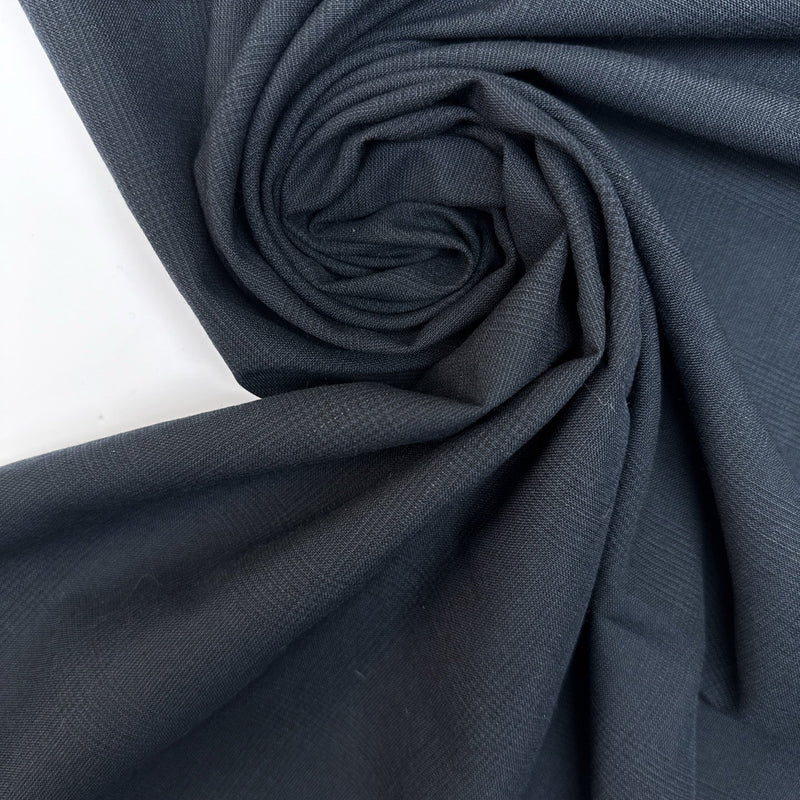 Wool Polyamide Checked Blue Suiting Fabric