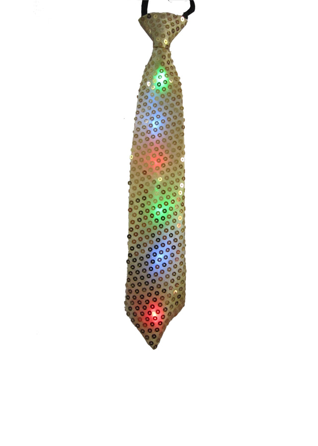 Gold Tie with Flashing Lights