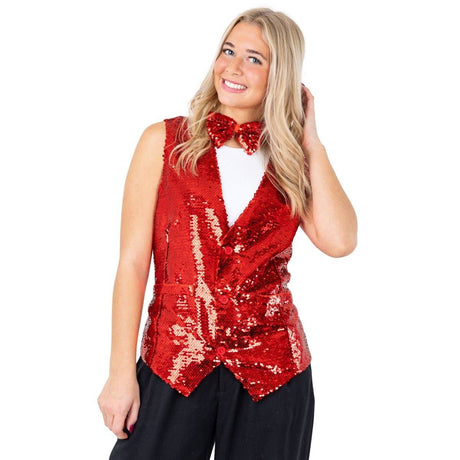 Adult Sequined Vest & Bow Tie Costume