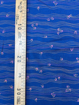 Virgin Wool Blue Printed Fabric