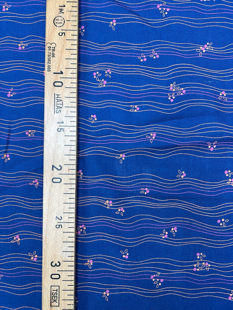 Virgin Wool Blue Printed Fabric