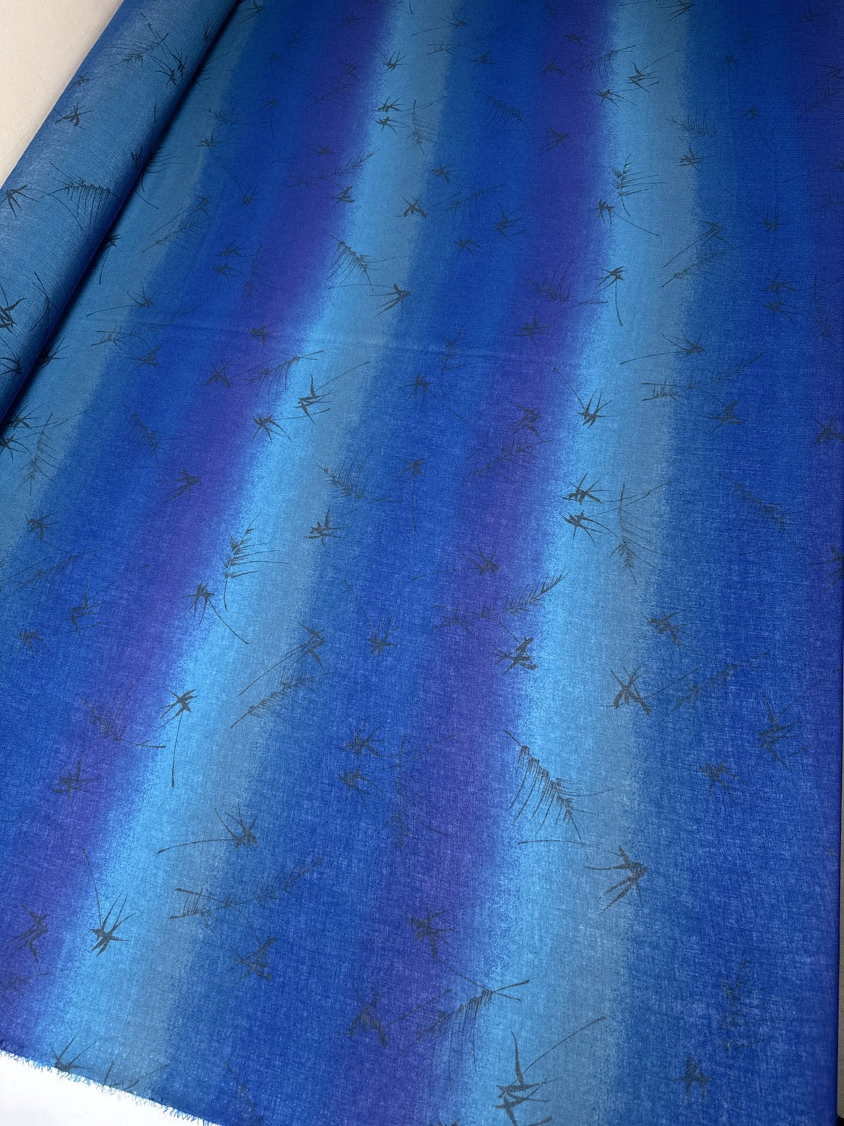 Acrylic Crepe Abstract Print Blue