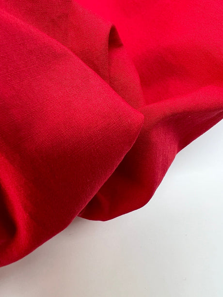 Cotton Rep Weave Fabric Red Stretch