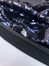 Sequined Purple Black French Knitted Fabric