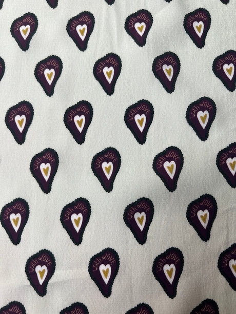 Viscose Crepe Printed Purple Beige Fabric