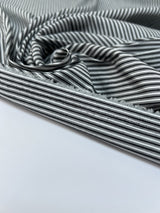 Cotton Blend Striped Gray White Fabric