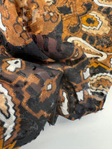 Polyester Fil Coupé Jacquard Printed Brown Black