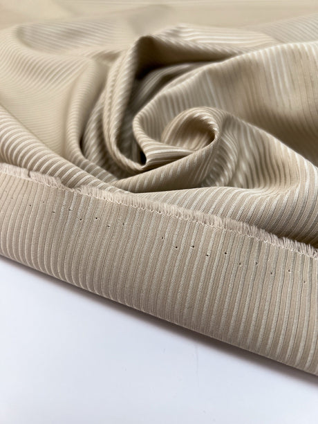 Wool Jacquard Fabric Beige Striped