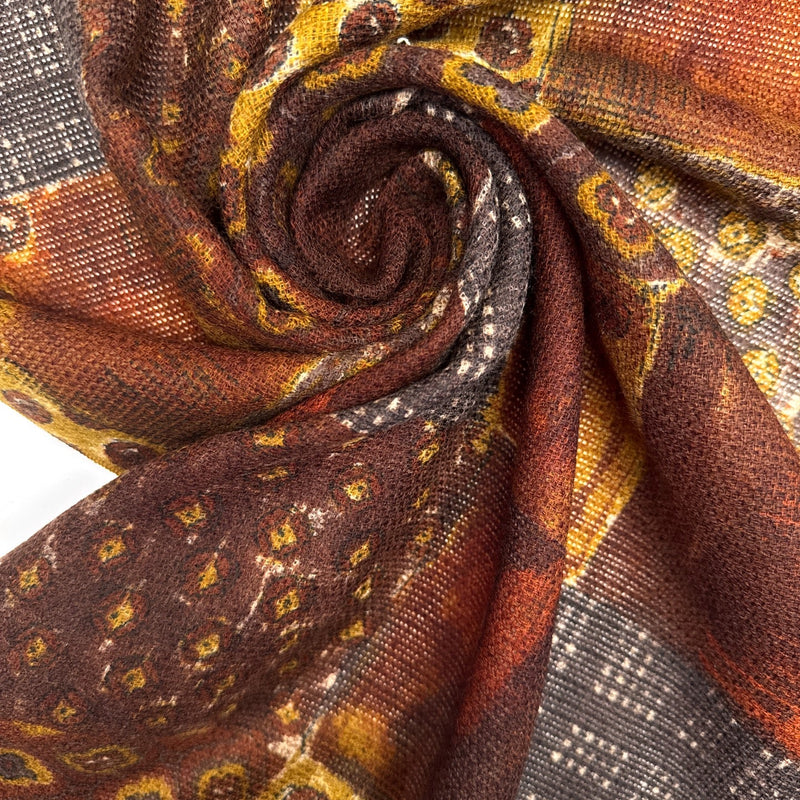 Wool Printed Geometric Checked Fabric