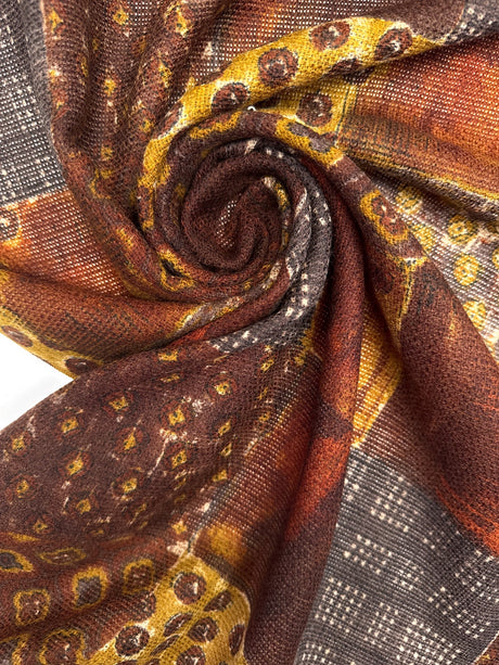 Wool Printed Geometric Checked Fabric