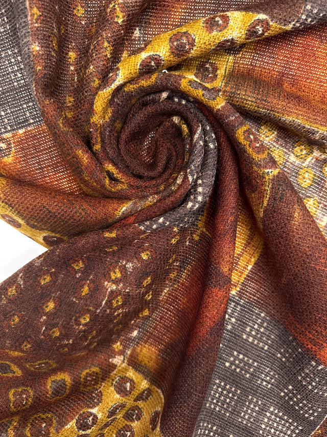 Wool Printed Geometric Checked Fabric