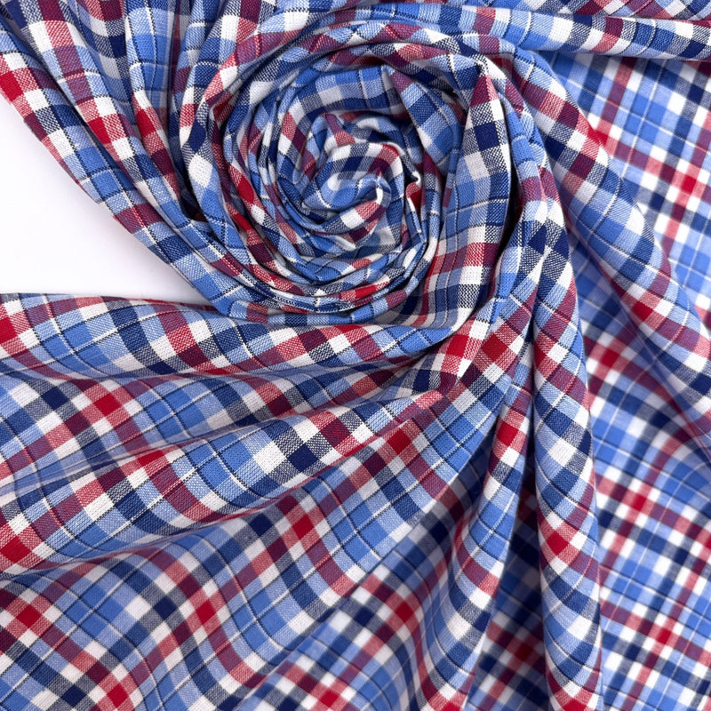 Cotton Checked Plain Woven Shirt Fabric