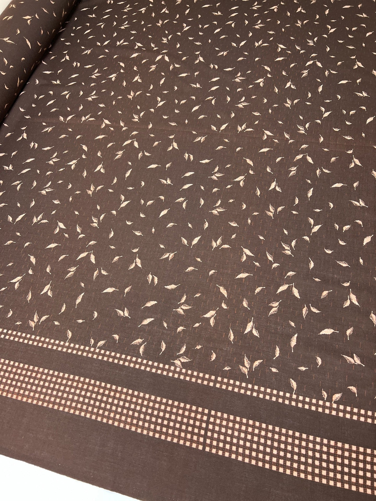 Italian Wool Floral Fabric Brown Beige